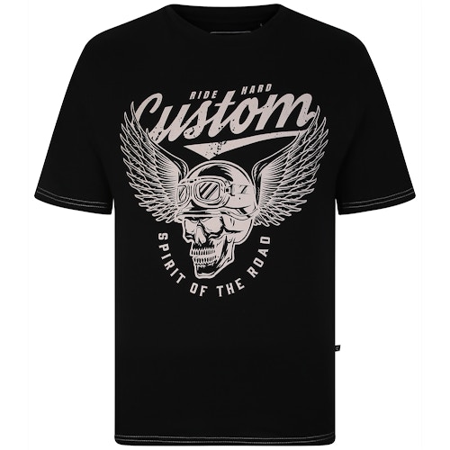 KAM Customs Skull Print T-Shirt Black